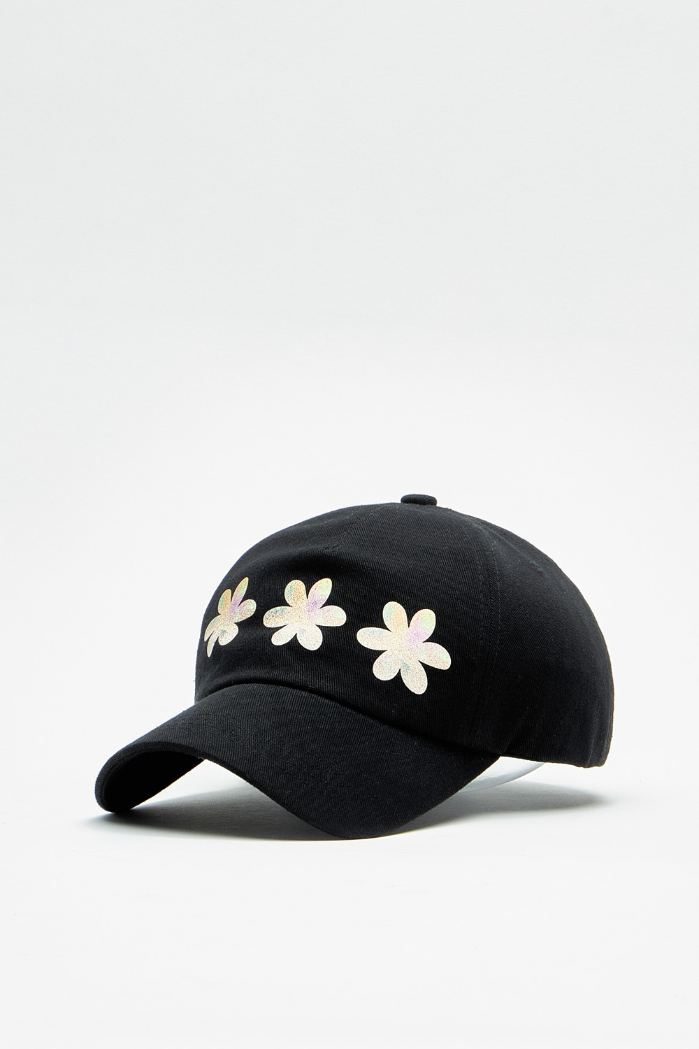 Flower Graphic Ball Cap - Black