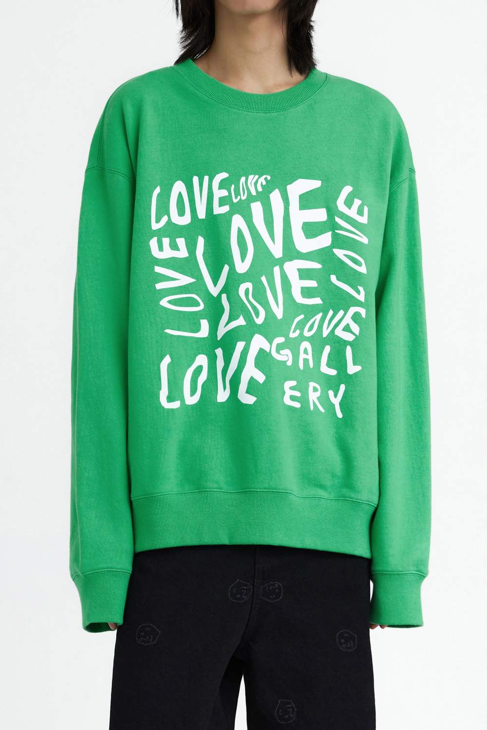 Love Graphic Long Sweatshirt - Green