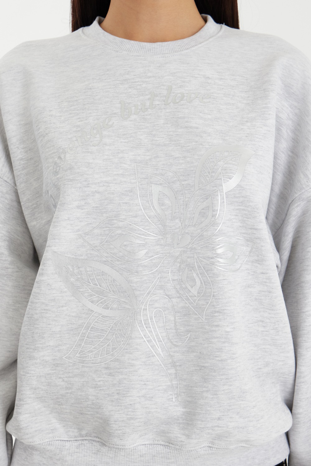 Love Flower Sweatshirt - Light Grey
