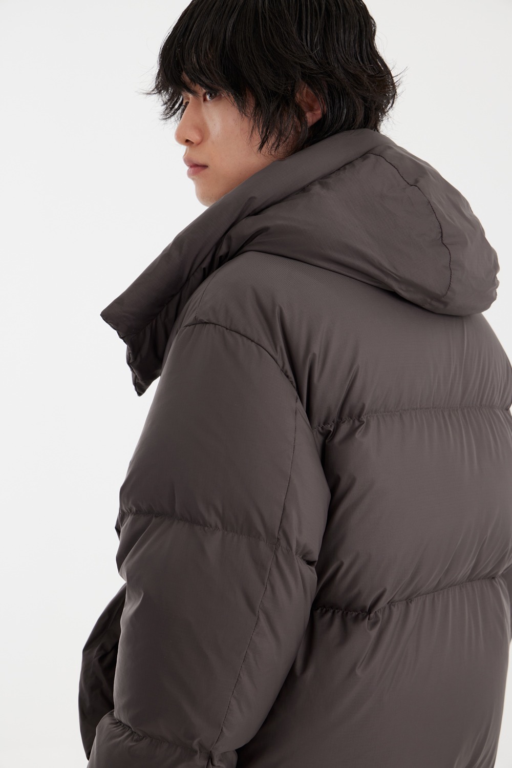 Cropped Puffer Down Jacket - Brown