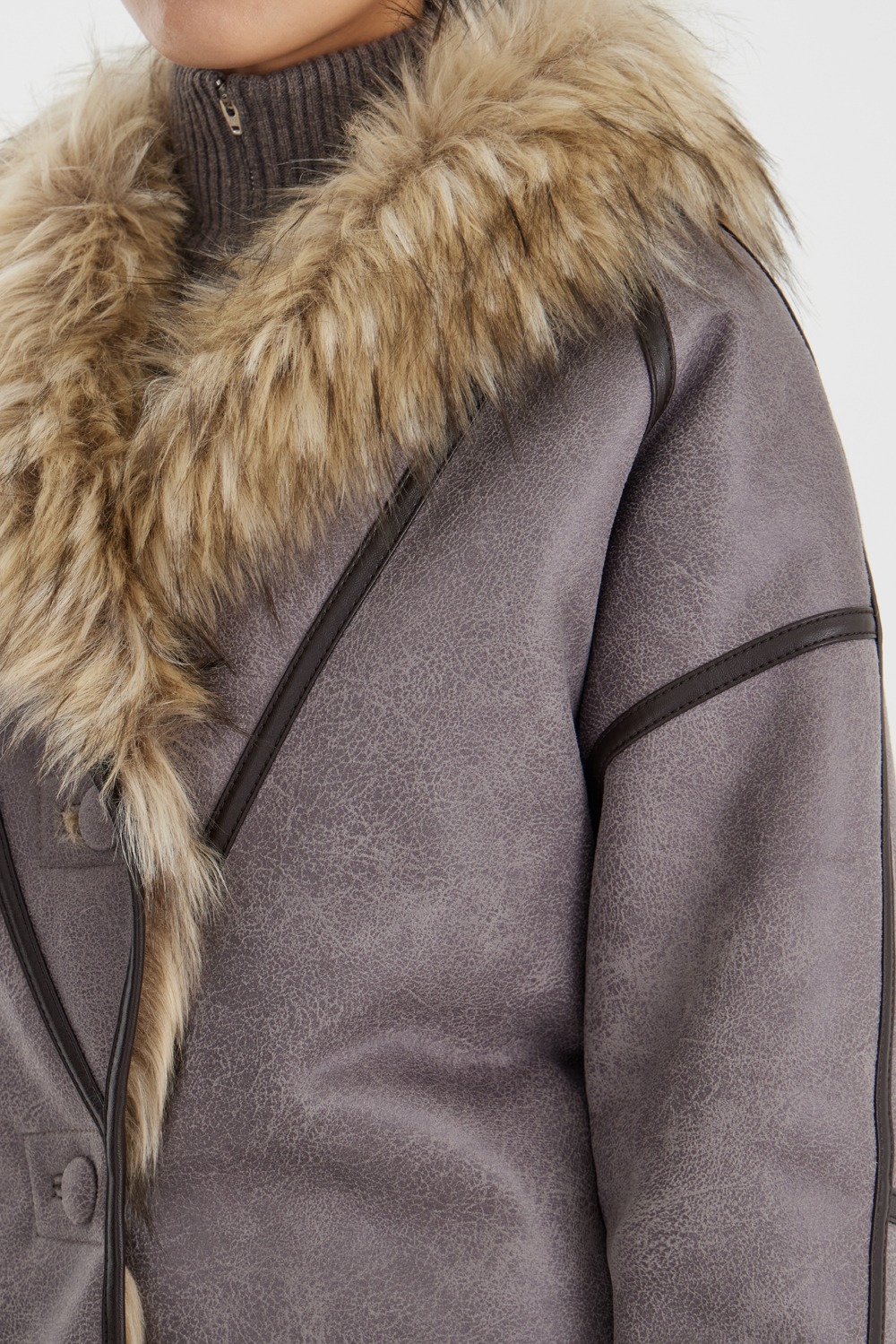 Faux Fur Reversible Jacket - Brown