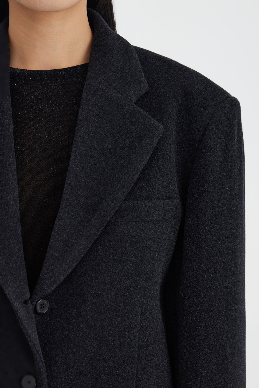 Wool Half Coat - Black