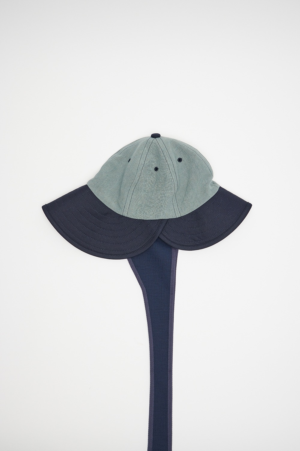 2tone Double Brim Hat-Blue Gray