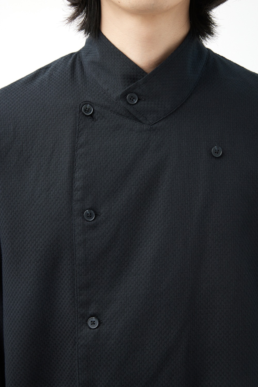 Asymmetric Double Shirt-Jacquard Black