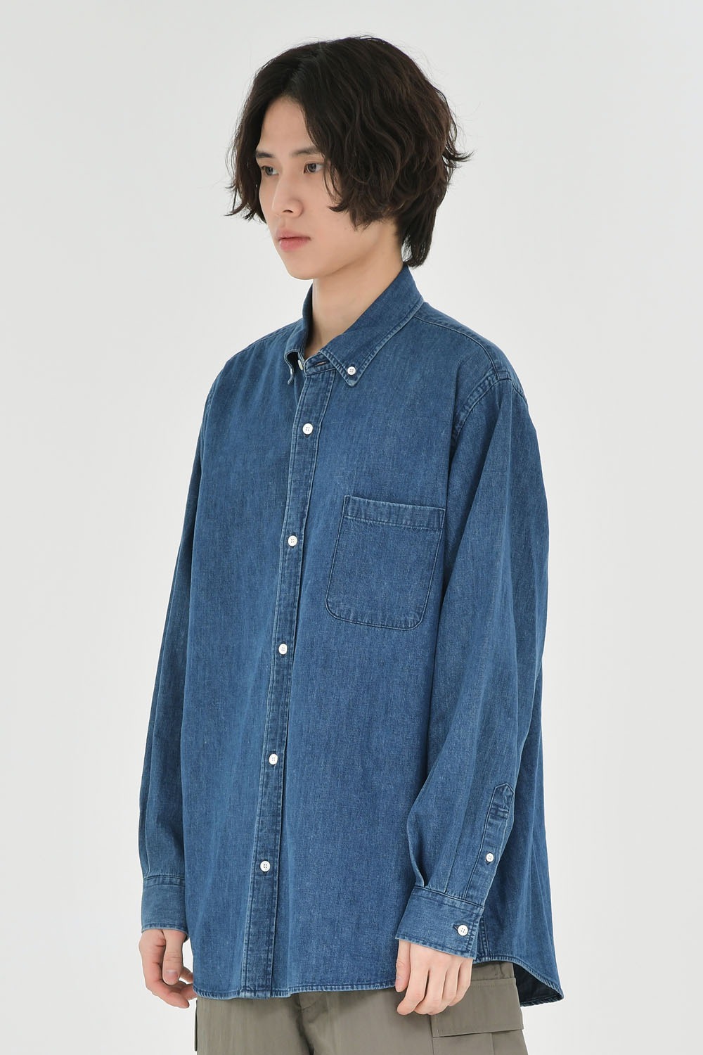 Button Down Denim Shirt-Blue