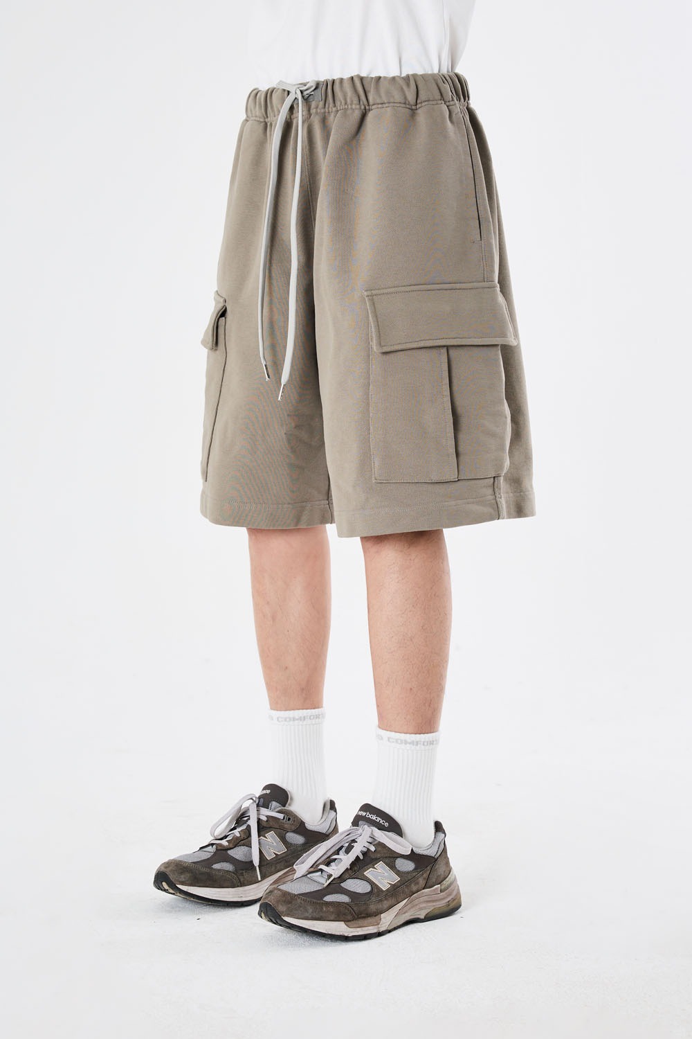 Over Mil Sweat Shorts-Olive Gray