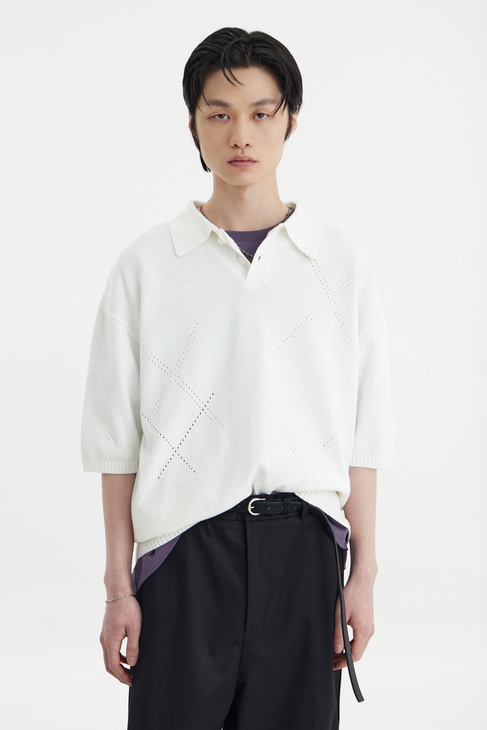 H/S Knit Collar T-Shirt - White