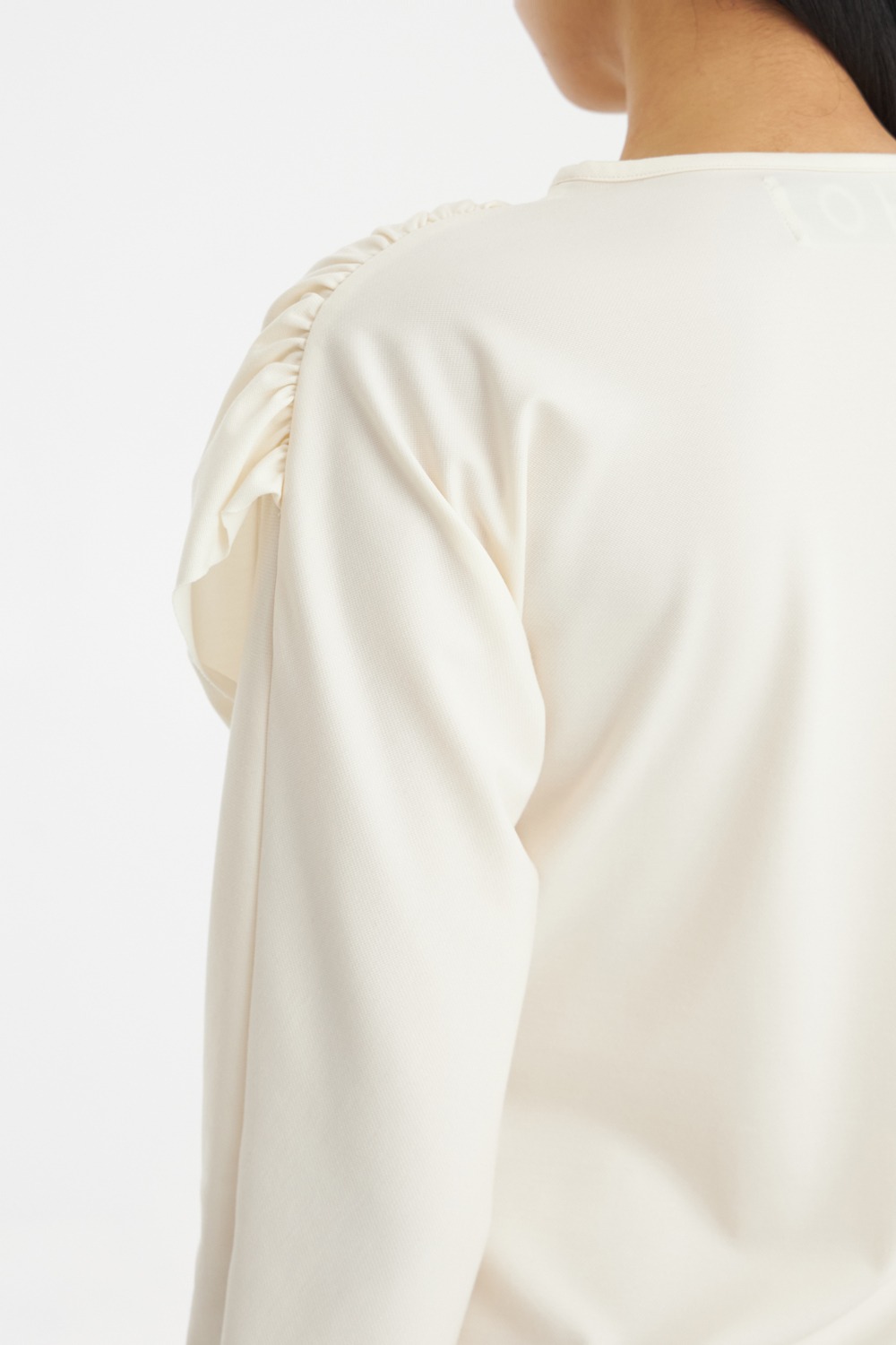 Draped Long Sleeve T-Shirt-White