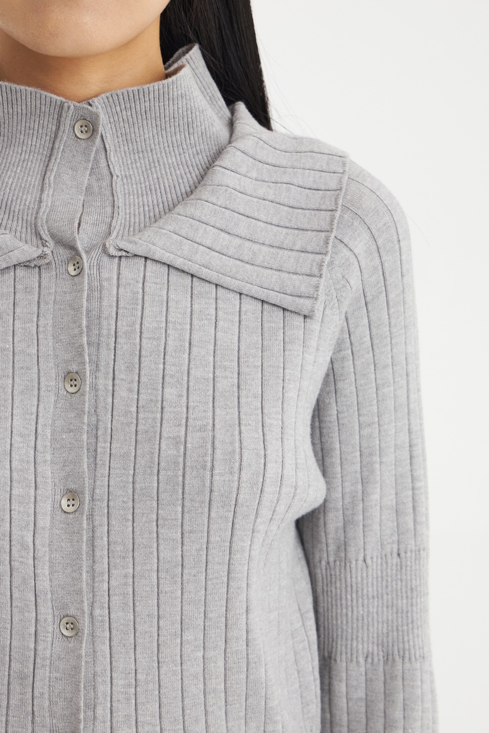 Double Layered Knit Cardigan-Grey