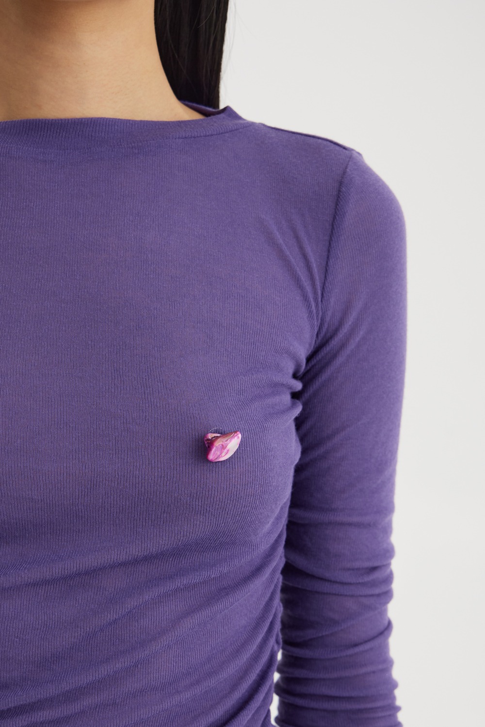 Sheer Nipple Blouse-Purple