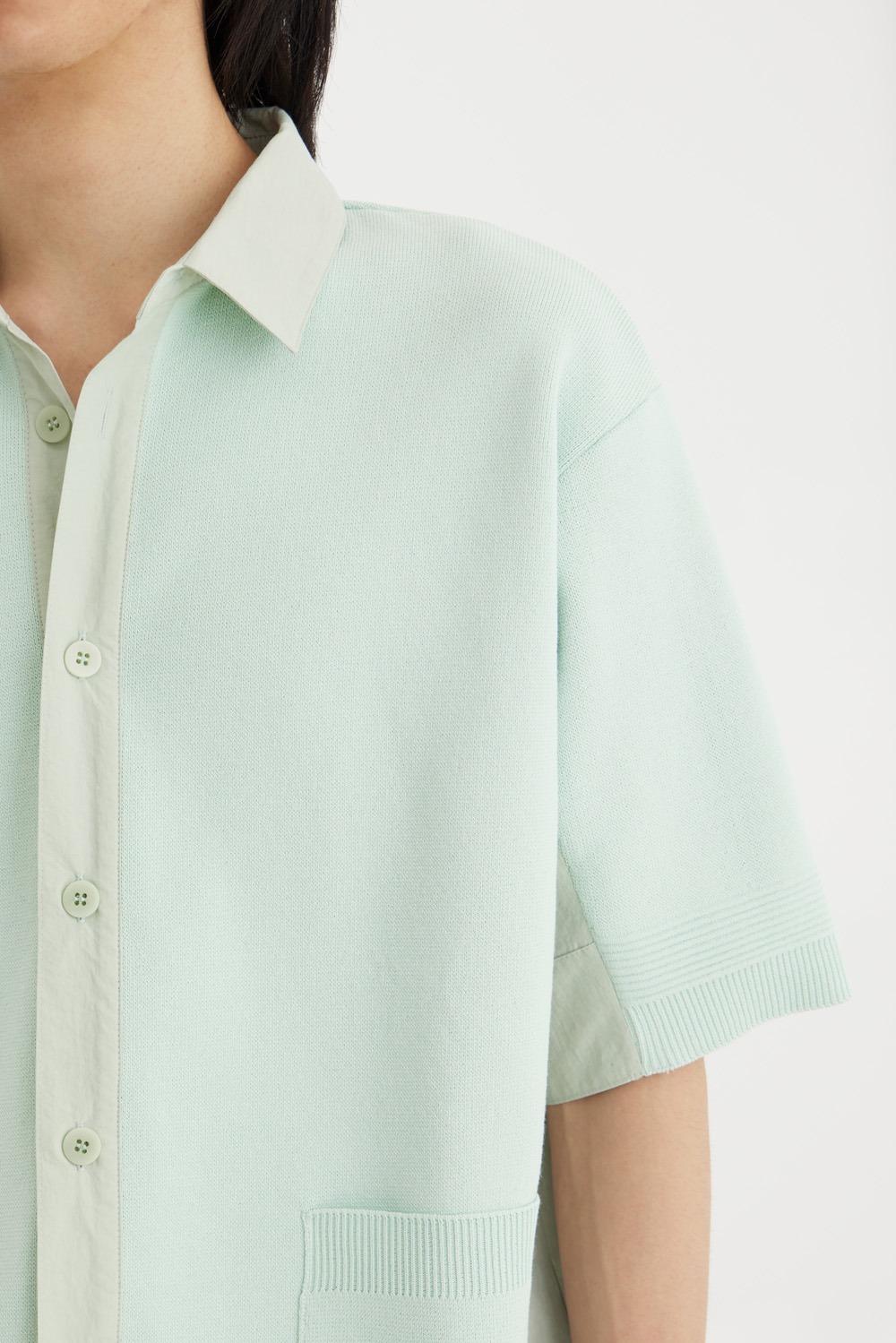 Short Sleeve Knit Shirt-Light Mint