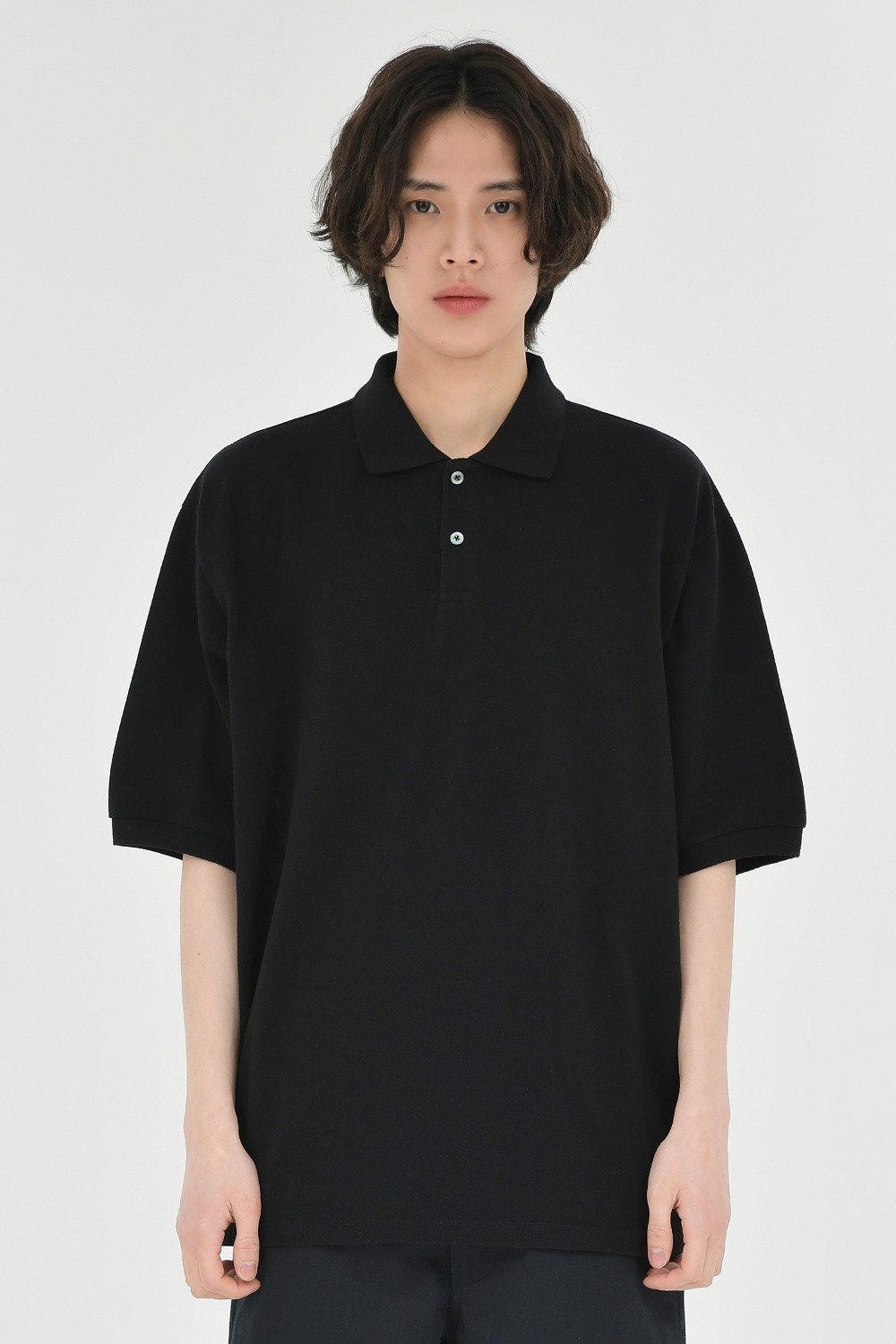 Cotton Pique Shirt-Black