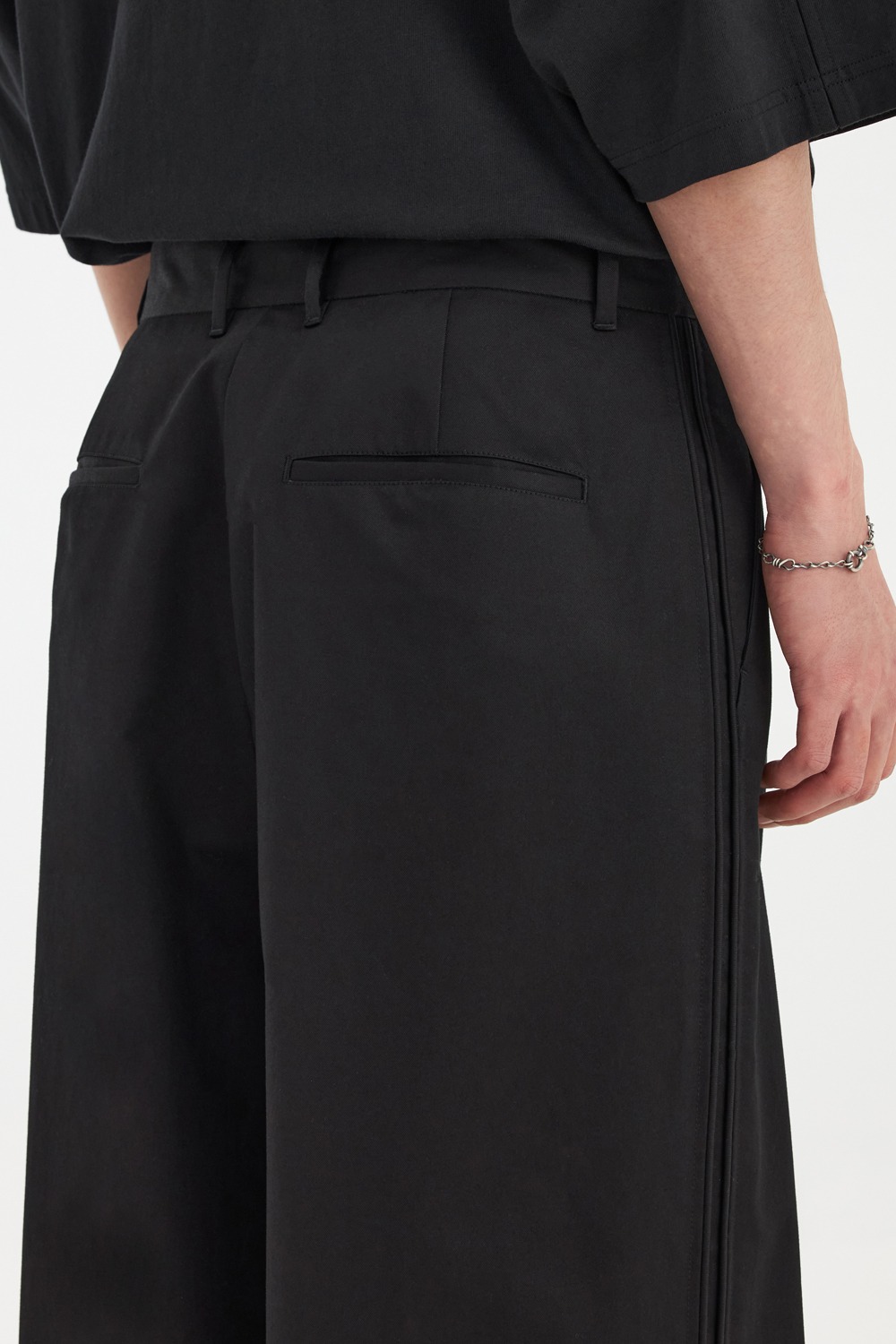 Double Trimming Wide Pants - Black