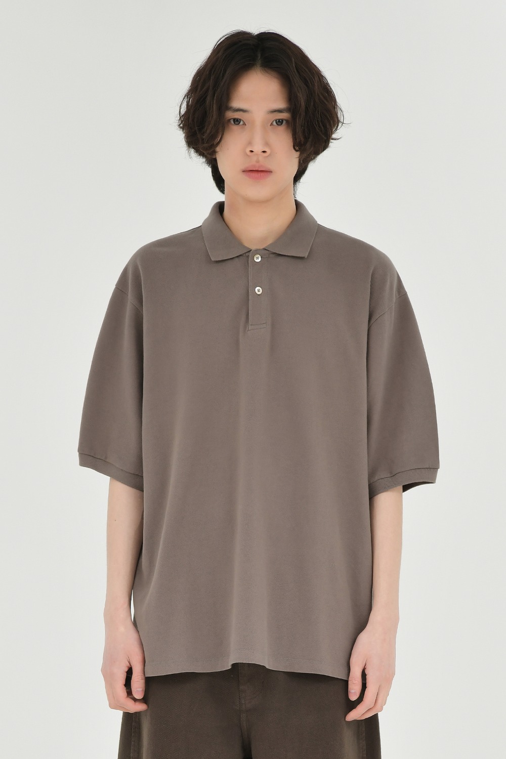 Cotton Pique Shirt-Brown