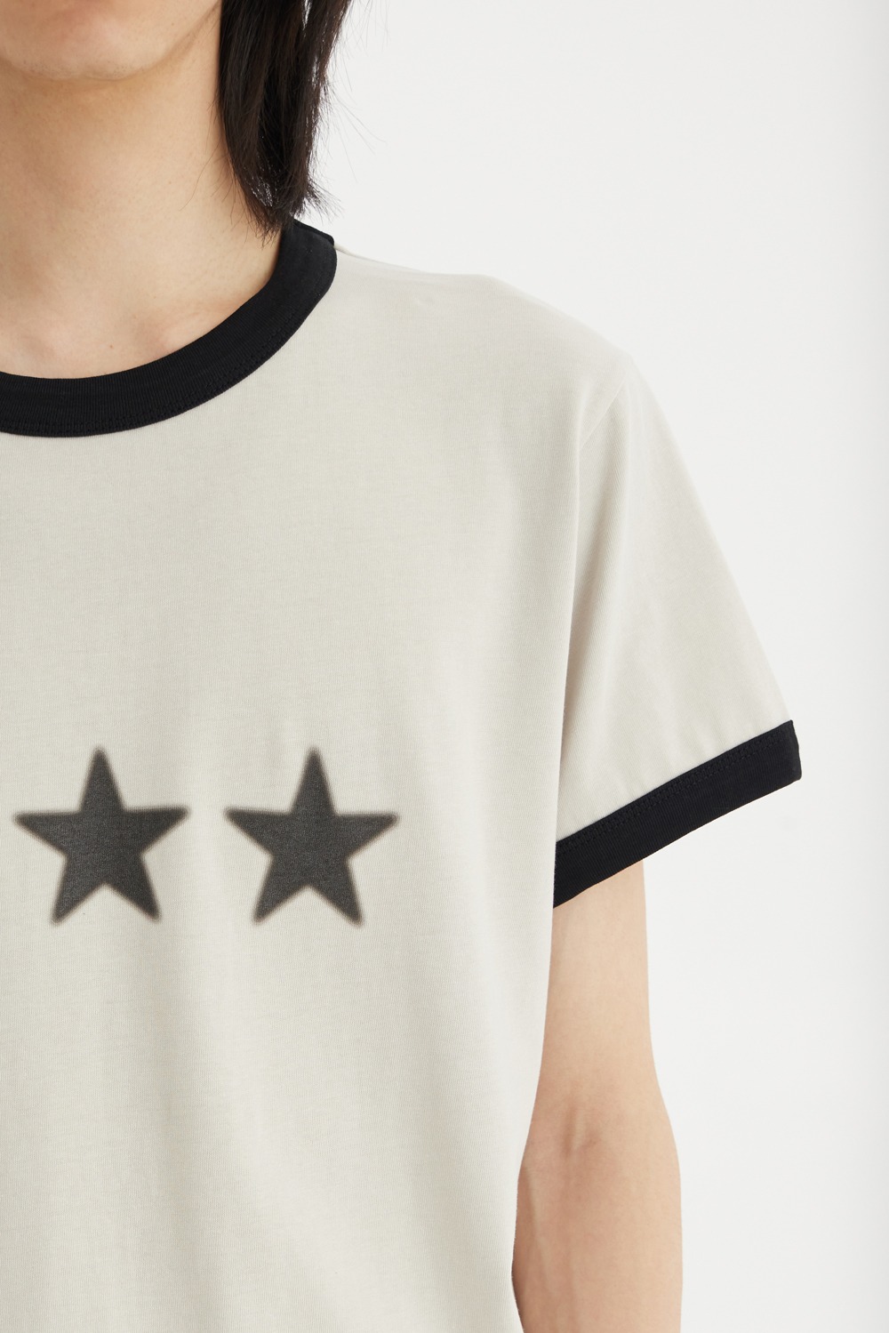 Star Ringer T-shirt-Light Grey