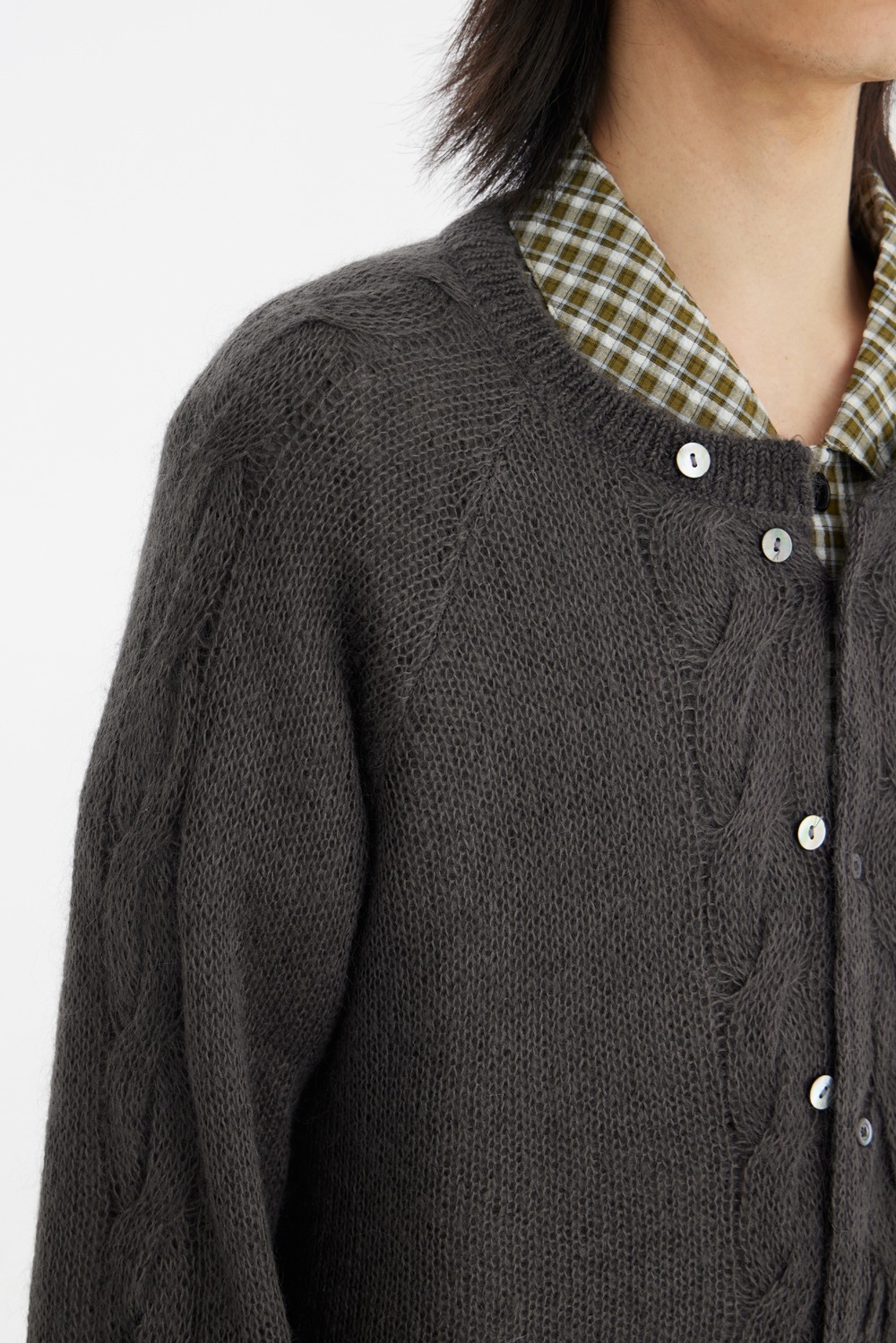 Double Layered Cardigan-Charcoal